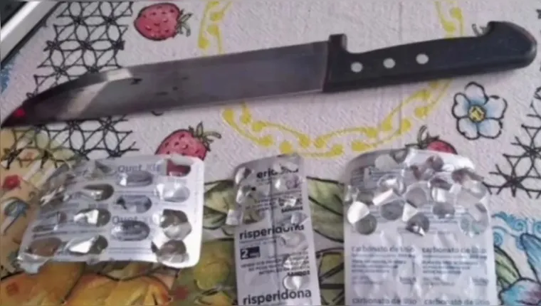 Faca que, segundo o suspeito, foi usada pela mãe | Divulgação