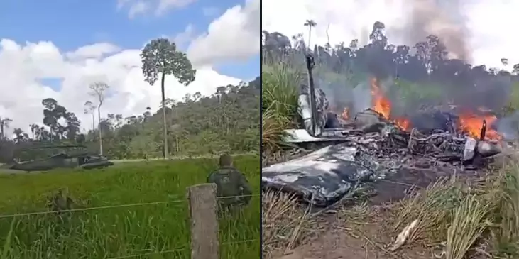 Avião é derrubado após confronto aéreo em Altamira. (Foto: Redes Sociais)