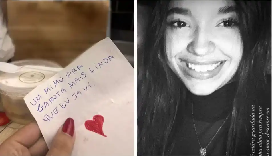 Ana Luiza de Oliveira Neves se sentiu mal após consumir um bolo entregue por um motoboy com um bilhete misterioso. — Foto: Reprodução/Redes Sociais