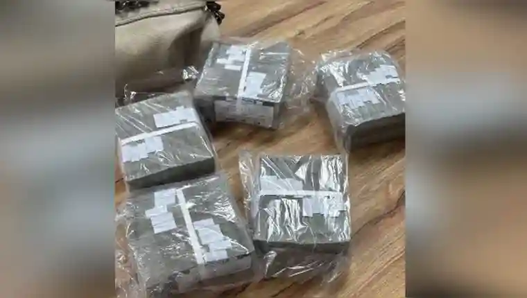 Mais de R$ 1 milhão foi apreendido pela Polícia Federal com a dupla suspeita | Foto: Divulgação/PF